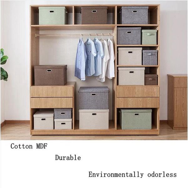 

storage box fabric simple covered clothing office supplies finishing thicken folding wardrobe mo &