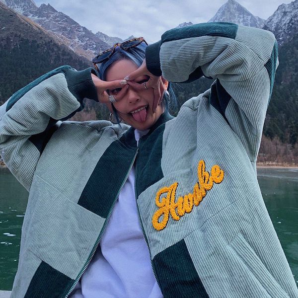 

women's jackets green counterpart of the brand vintage oversized woman zip jacket up bat sleeved casual streetwear winter clothes outer, Black;brown