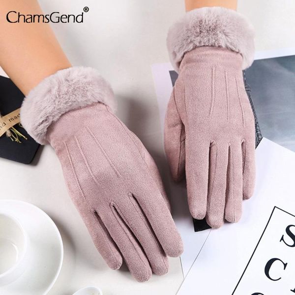 

five fingers gloves 2021 arrival winter women touch screen windproof warm plus velvet thicken female elastic mittens, Blue;gray