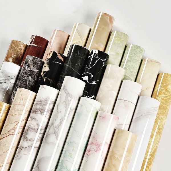 

wallpapers waterproof pvc wallpaper imitation marble pattern stickers self - adhesive renovation of furniture kitchen home decor