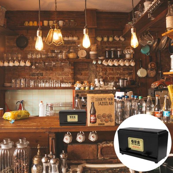 

storage baskets 1pc restaurant pressing type straw box dispenser