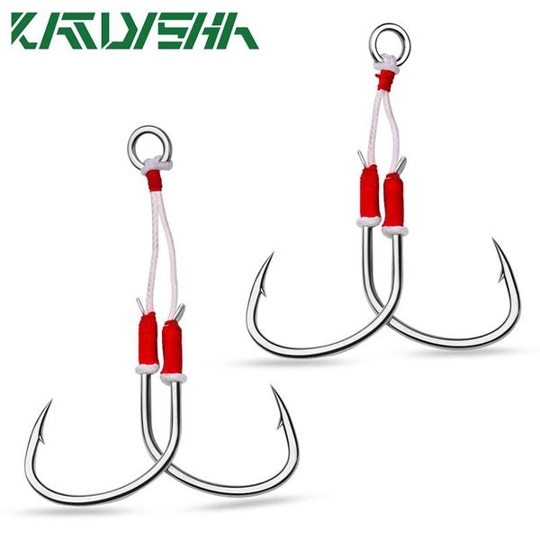 

5pack slow jig hooks 1/0-2/0-3/0-4/0# assist carbon steel fishing light jigging fishhooks metal pe line