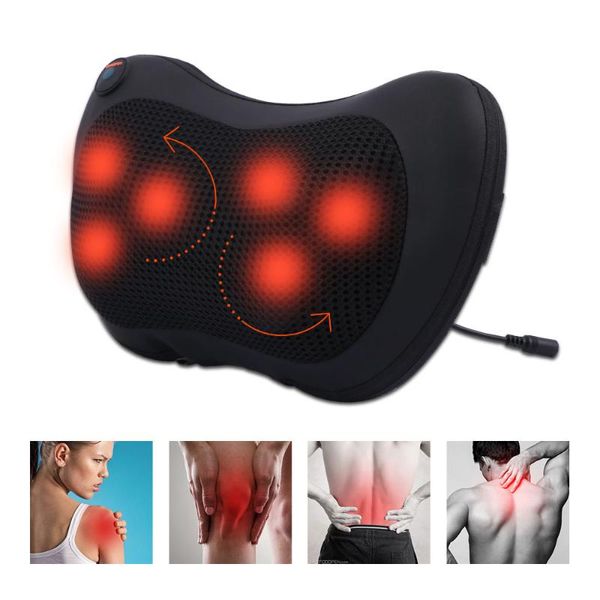 

4/6 head massage pillow relax vibrator electric shoulder back heating kneading infrared therapy shiatsu neck massager massagers