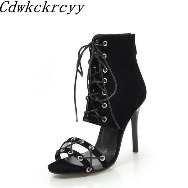 

summer pattern europe and america fashion black rome sandals cross bandage super high heel personality women