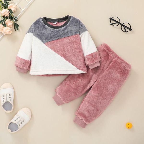 

clothing sets winter born baby girls clothes patchwork fleece sweatshirt +pants outfit tracksuit girl set 6 9 12 18 24 months, White