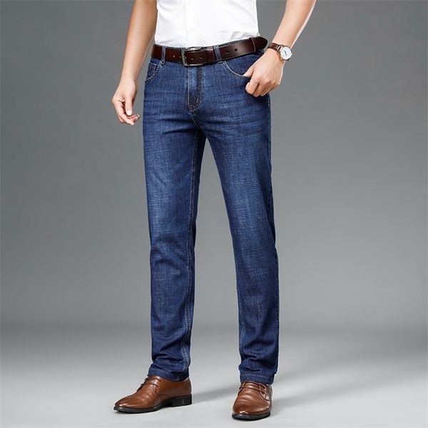 

jeans men's stretch classic style fashion casual business cotton slim pants size28-40 210723, Blue