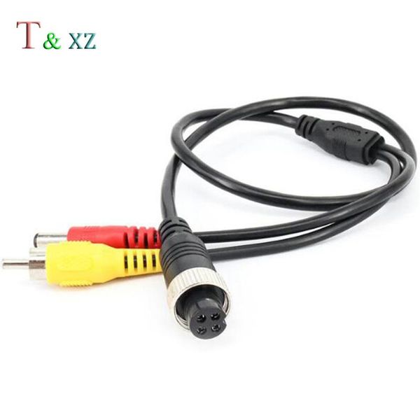 

car rear view cameras& parking sensors 4-pin aviation female to rca male & dc jack cctv vehicle cam adapter cable audio camera 50 cm