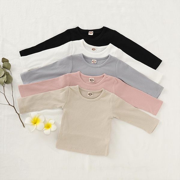 

0 18m long sleeve solid color striped t shirt kids clothes fashion, Blue