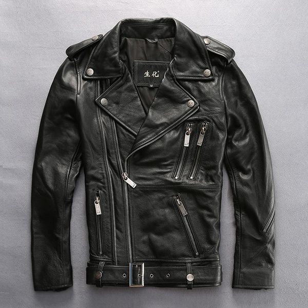 

men's leather & faux 2021 male genuine cow jacket brand vintage black coats thick cowhide zipper warm motorcycle rider