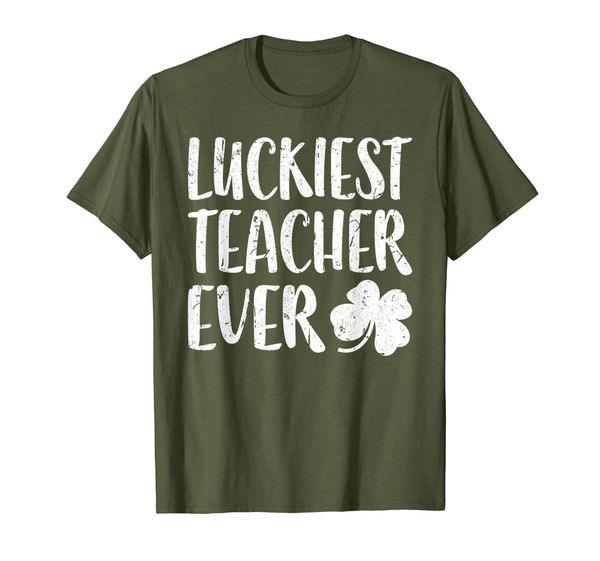 

luckiest teacher ever t-shirt st patrick day gift, White;black