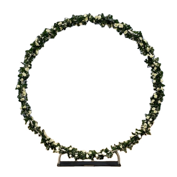 

party decoration flowers round background white black solid color circle backdrop stand birthday event decorations