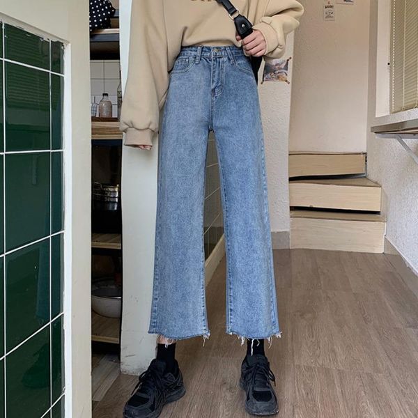 

women's jeans high waisted mom casyal loose boyfriend denim for women 2021 spring summer korean plus size pants, Blue