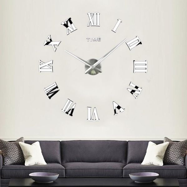 

stickers roman numerals wall clock large 3d modern diy home decor clocks