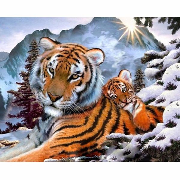 

paintings frameless tigers diy digital oil painting paint by number canvas artwork wall room home decor christmas