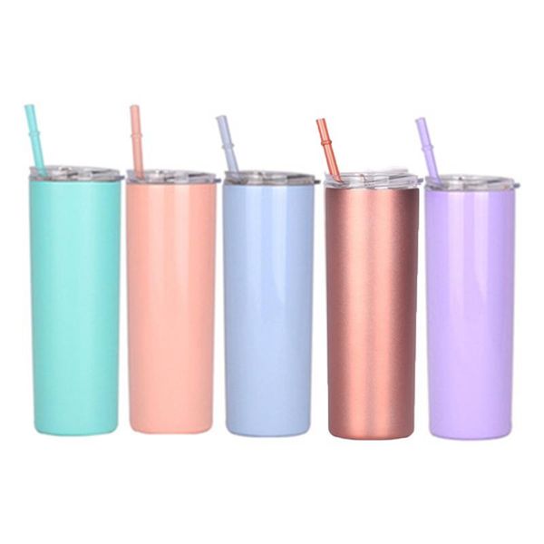 

20oz skinny tumbler with sealed lid straw beer mug double wall vacuum insulated stainless steel slimtall bottle for gift water bottles