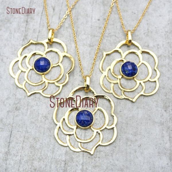 

10pcs seller lapis lazuli chains necklaces gold color faceted rose online 18-32inch nm15781 pendant, Silver