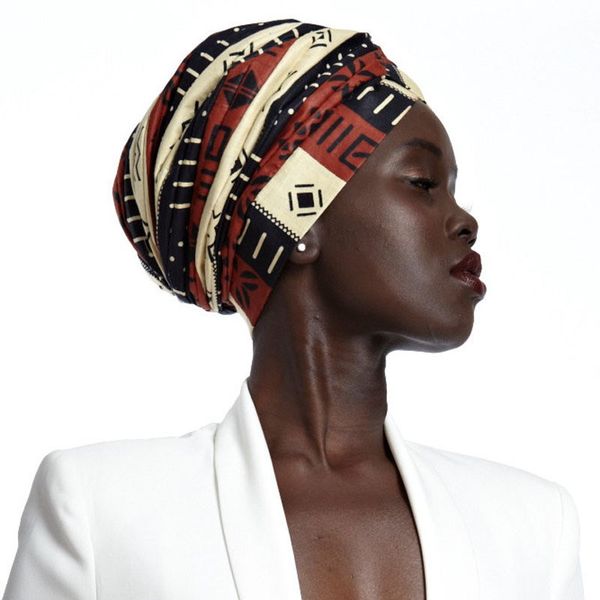 

bohemia style print cotton headscarf turban for women stretchy muslim hijab scarf africa wrap head scarfs female turban caps, Blue;gray