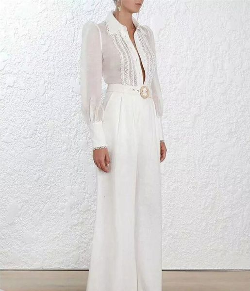 

womens white long sleeve lapel hollow shirts formal blouse stage lace a234