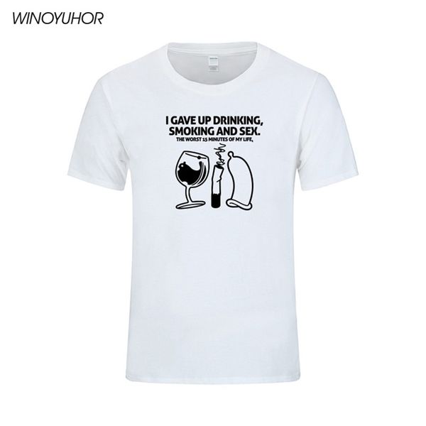 

i giving up drinking smoking and funny tshirt men new summer short sleeve tee shrit cotton humor joke t-shirt camisetas 210329, White;black