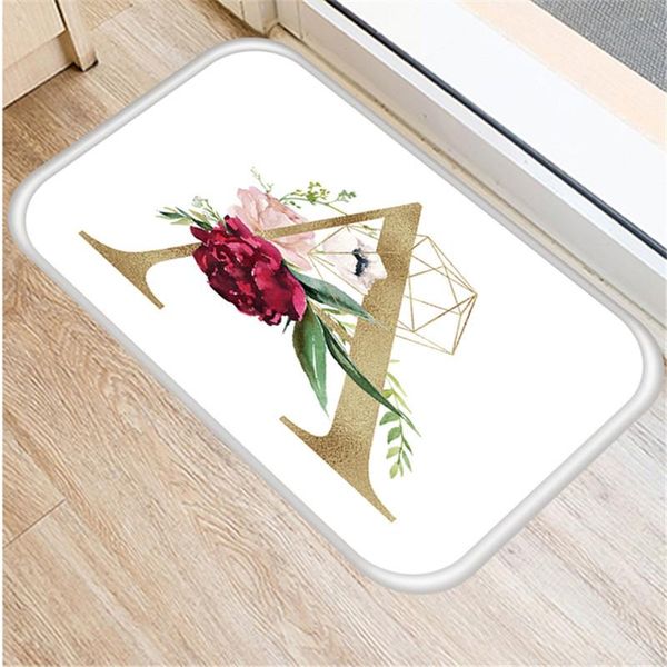 

carpets red rose flower letter pattern 40*60cm kitchen entrance door mat coral velvet carpet doormat indoor floor mats anti-slip rug