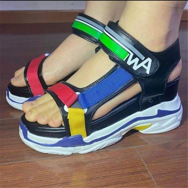 

sandals 2021 summer women's fashion retro wedges outdoor comfortable platform casual shoes for woman, Black