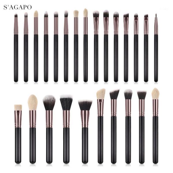 

s'agapo 25pcs black makeup brushes set foundation powder eyeshadow blush loose professional tools1