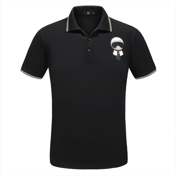 

high novelty 19ss leather men polos beaded stripes fashion shirts shirt hip hop skateboard cotton tee g3, White;black