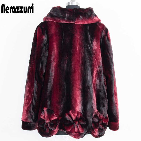 Nerazzurri Winter Faux Fur Casaco Mulheres Manga Longa Coleira Colarinho Quente Roupas idosas Grossas The Warded Mink Casacos de Pele Para As Mulheres Y0829