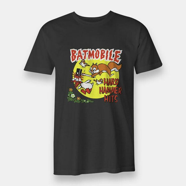

hard hammer hits batmobile rockabilly men's t-shirt black, White;black