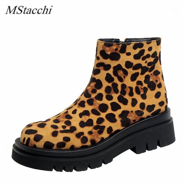 

boots mstacchi thick bottom women leopard print suede zipper-side plush ventilate party shoes ankle botas for female1, Black