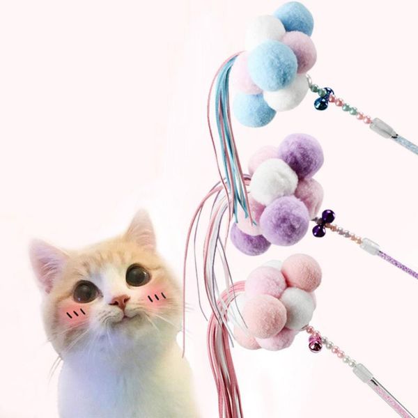 

cat toys funny stick playing interactive pet teaser wand toy feather play kitten supply h5