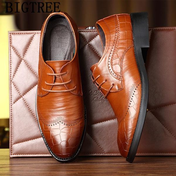 

dress shoes oxford for men italian fashion mens formal genuine leather chaussure homme mariage sapato social, Black