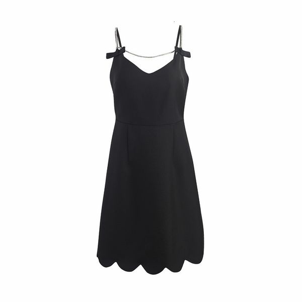 

casual dresses fashion y2k bow club holiday party clothes 2021 summer runway backless suspender black mini dress 009h, Black;gray