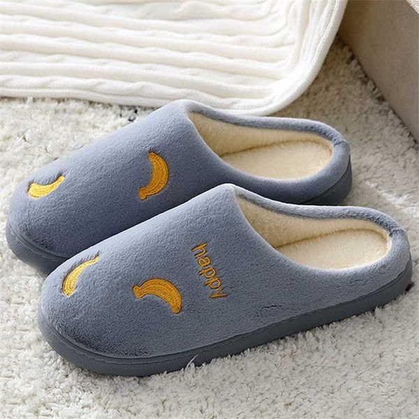 

women cartoon fruit embroider slippers winter warm plush bedroom cotton shoes house slides soft bottom zapatilla mujer 211110, Black