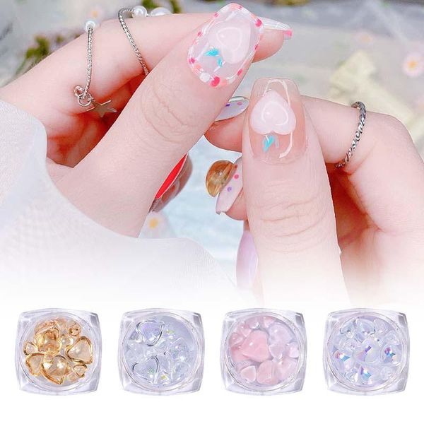 

nail art kits colorful jewelry elegant charms manicure accessories shiny love heart 3d decoration champagne mica symphony aurora