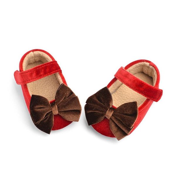 

first walkers toddler baby girls mary jane flats soft sole non-slip infant kids prewalkers cute velvet flock princess dress shoes with bow