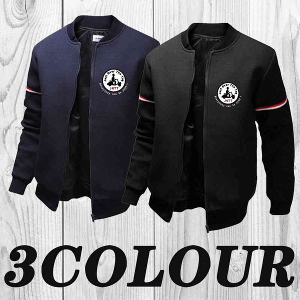 

2022 new jott printing men autumn and winter solid color coat casual outdoor baseball clothes man slim fit sports zipper jacket, Black;brown
