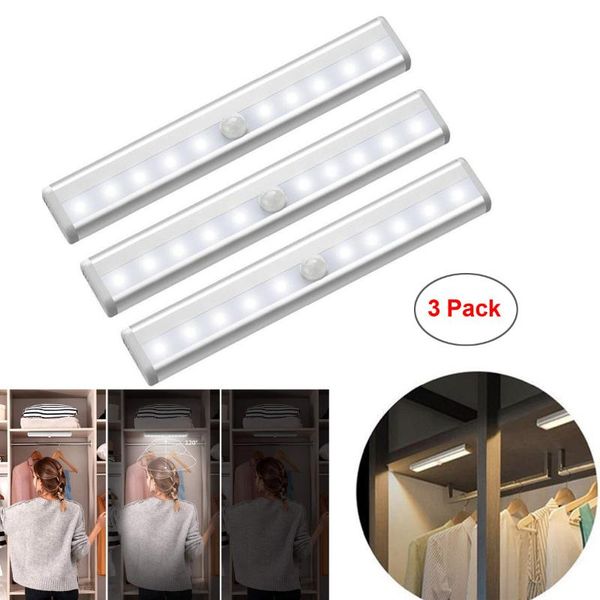 

pack led motion sensor light usb rechargeable, closet light, wireless,for staircase garage, white easy to install cabinet