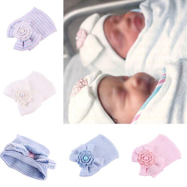 

hair accessories cute born baby infant toddler girls bow flower soft cap beanie hat, Slivery;white