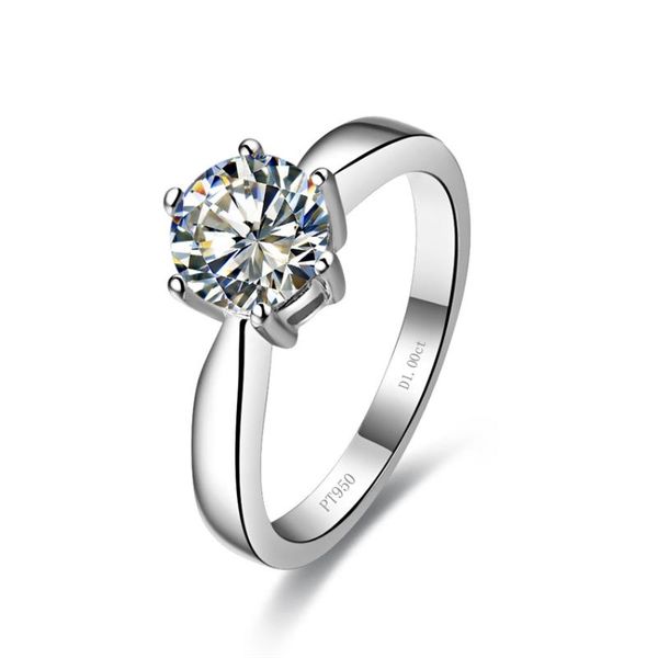 

cluster rings test positive 1ct 6.5mm d color moissanite diamond engagement ring wonderful platinum 950 wedding for her, Golden;silver