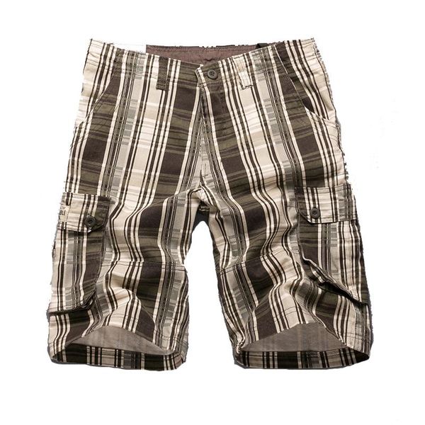 

men's shorts 2021 summer 100% cotton plaid casual men cargo beach male plus size 36 38, White;black