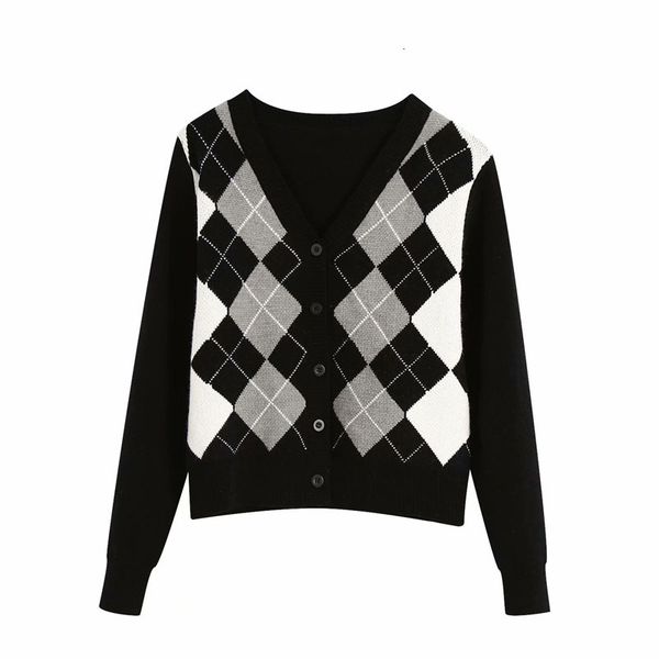 

sweaters women's autumn and winter vintage versatile v-neck long sleeve warm sweaters single breasted ringer jacket female cardigan coa, White;black