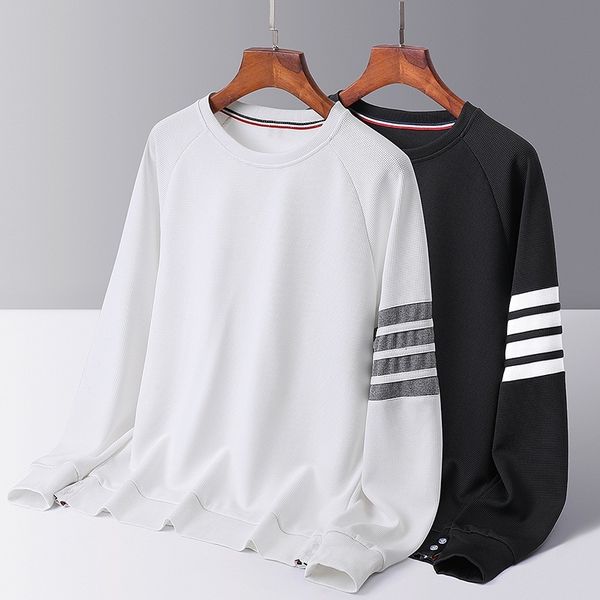 

hoodies autumn and winter tb waffle sweater men's four bars women's lovers' single clothes fashion sports youth casual top, Black