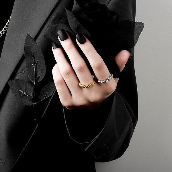 

gold silver color thin twisted irregular rings for women minimalist geometric round statement finger ring party accessories wedding, Slivery;golden