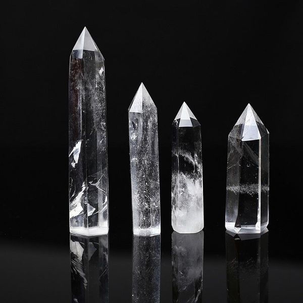 

decorative objects & figurines natural transparent white crystal, hexagonal obelisk, rose crystal home decoration