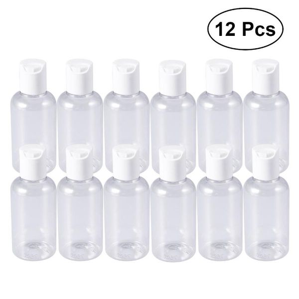 

12/15pcs 75ml refillable bottle press cap travel storage container for shampoo cream lotion (random color) water