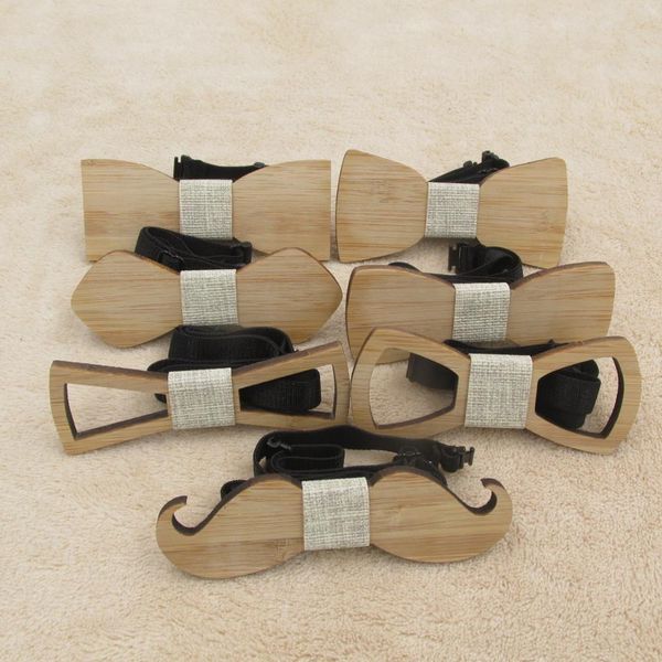 

fashion new style mustache geometry children wooden bowtie baby kid classical pet bamboo wood butterfly bow ties, Black;gray