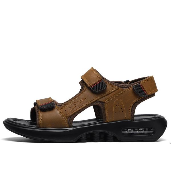 

sandals 2021 leather beach sport mens flip verano de herren work en sandal sandel vietnam sandalet roman big ete zandalias rope, Black