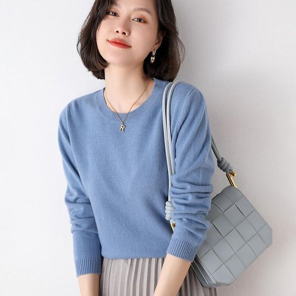 

women's sweaters autumn and winter sweater knitted woolen round neck bottoming pullover loose solid color korean, White;black
