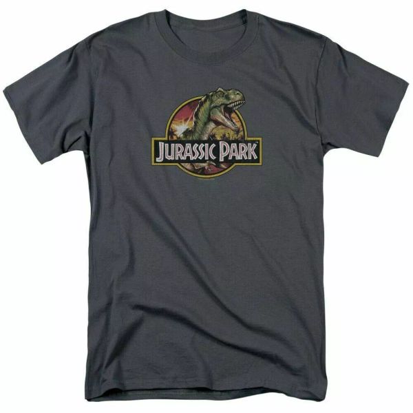 

jurassic park retro rex t shirt mens licensed dinosaur movie tee charcoal, White;black